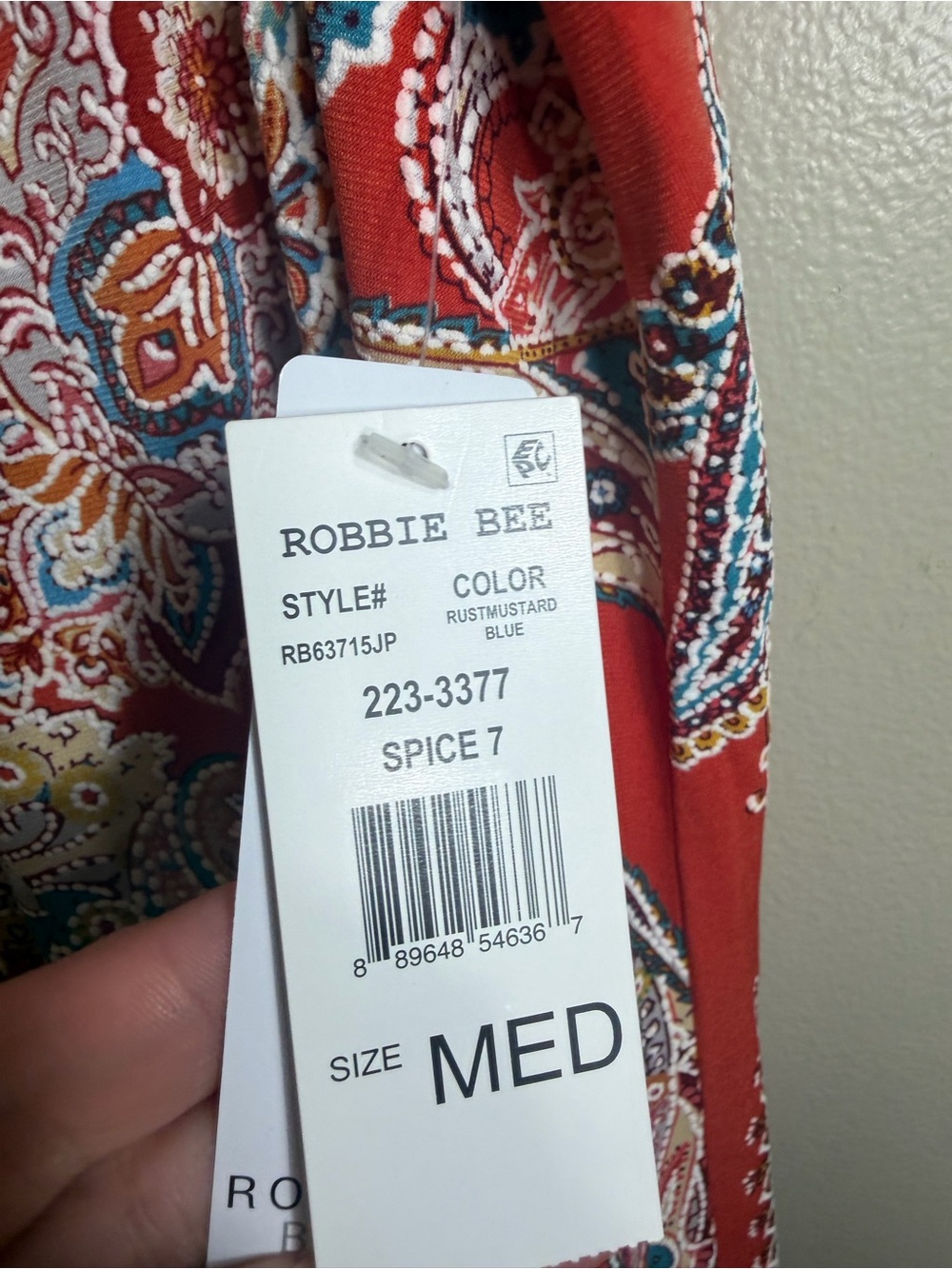 Robbie Bee Paisley Tank Dress Medium Boho Resort Cruise Vacation Dress Rust NWT - Picture 4 of 12